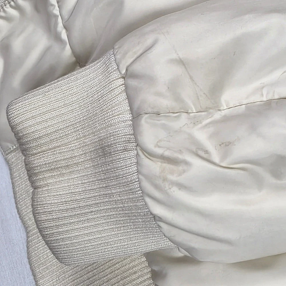 Juicy Couture Puffer Jacket Womens Medium Down Fill Cream Y2K Winter Coat‎ 2000s
